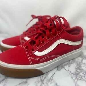 Red Vans Old Skool Gum Bumper Shoes